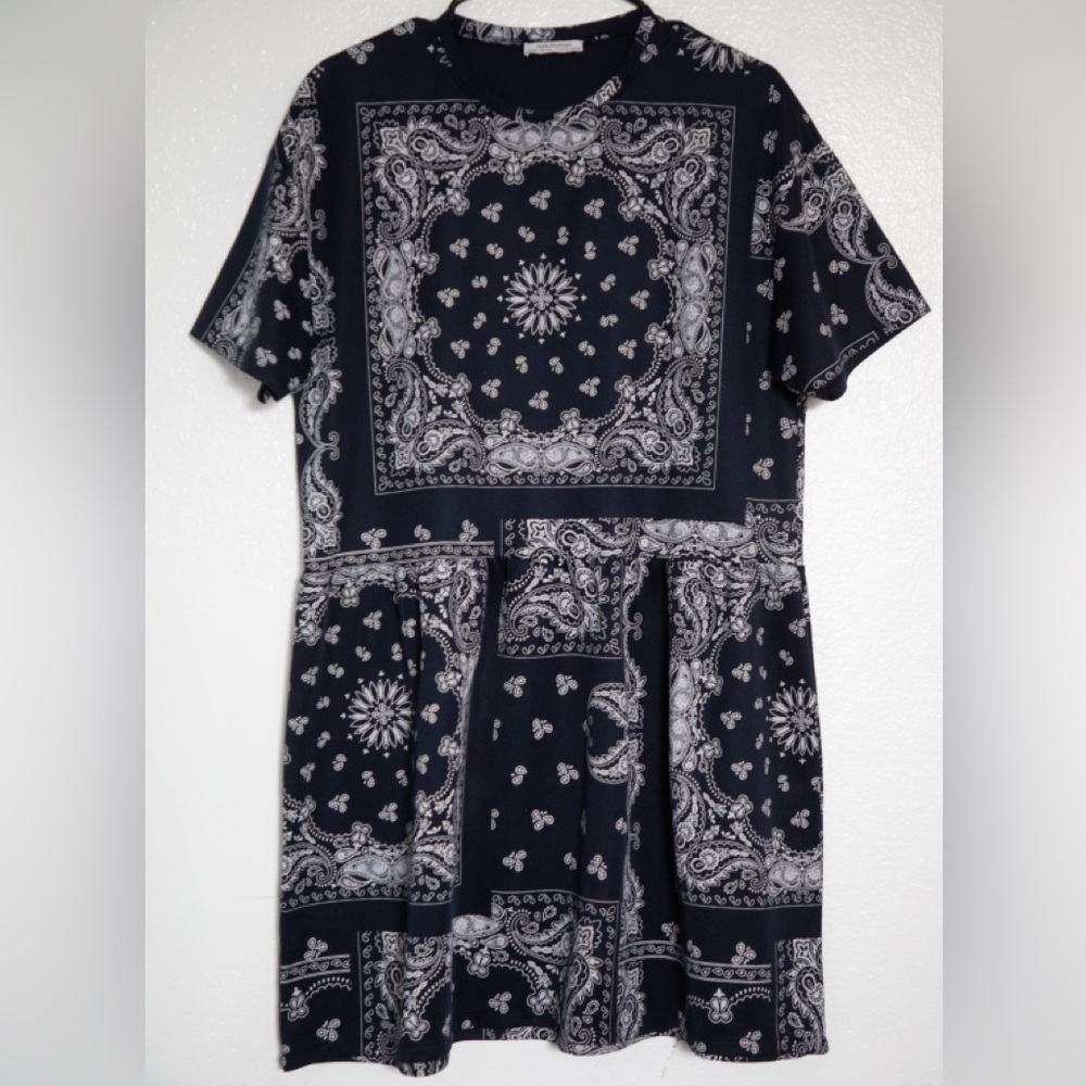 Zara Navy Short Sleeve Bandana Dress Size Large